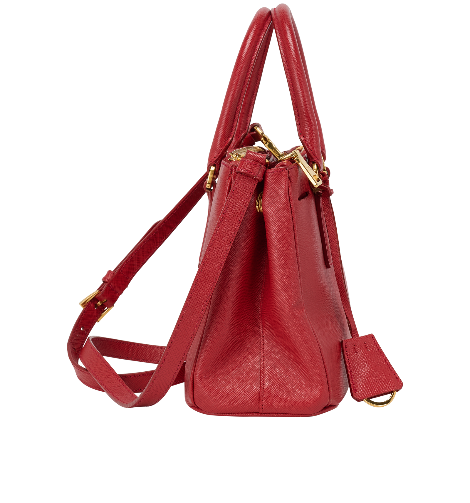 Small Galleria Top Handle, &pound;550, Handbags, Red, Leather, Side view